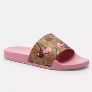 Coach cherry pink slides
